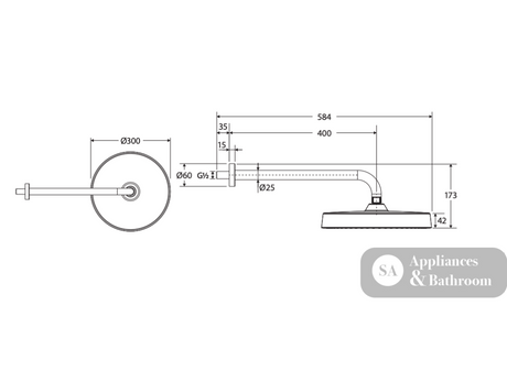 Fienza 411140UB-B Kuro Shower Arm Set Round Head Urban Brass