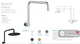 Fienza 422111MW Kaya Round Fixed Gooseneck Shower Arm Matte White - Shower Wall Arms