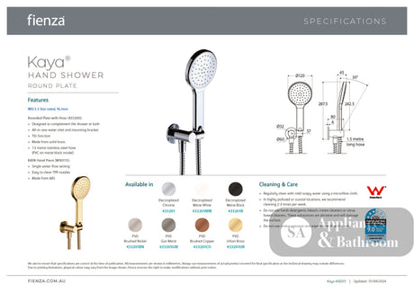 Fienza 433201B Kaya Hand Shower Matte Black - Hand Showers