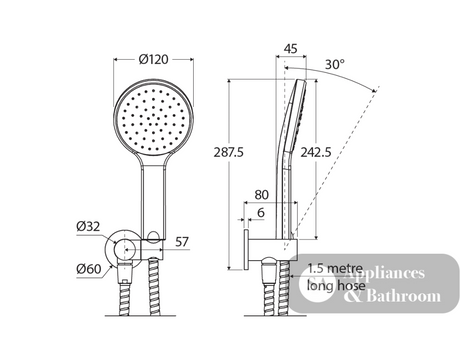 Fienza 433201MW Kaya Hand Shower Matte White - Hand Showers