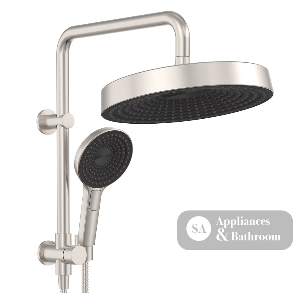Fienza 434139BN Kuro Twin Half-Rail Shower Round Head Brushed Nickel