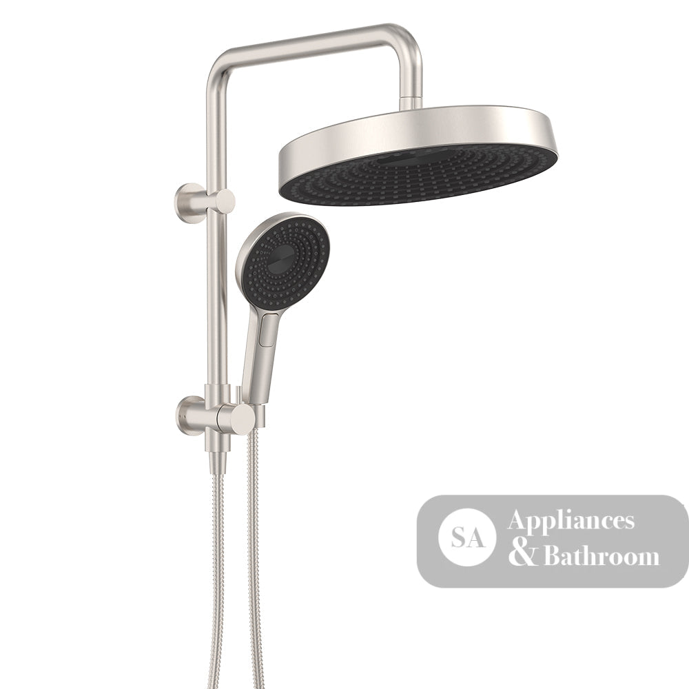 Fienza 434139BN Kuro Twin Half-Rail Shower Round Head Brushed Nickel