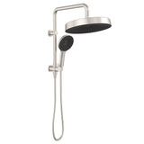 Fienza 434139BN Kuro Twin Half-Rail Shower Round Head Brushed Nickel