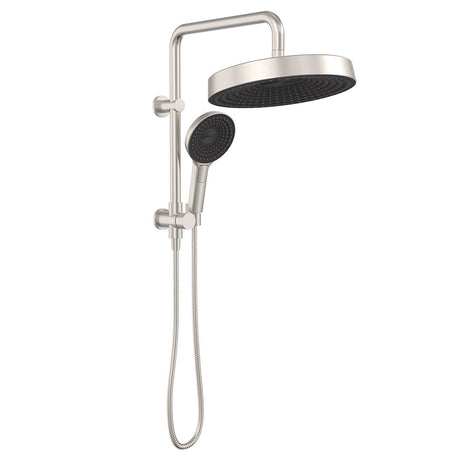Fienza 434139BN Kuro Twin Half-Rail Shower Round Head Brushed Nickel