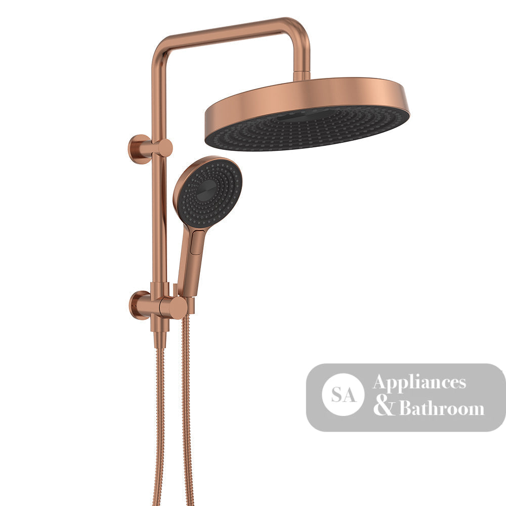 Fienza 434139CO Kuro Twin Half-Rail Shower Round Head Brushed Copper