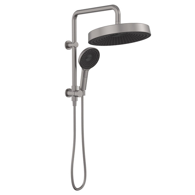 Fienza 434139GM Kuro Twin Half-Rail Shower Round Head Gun Metal