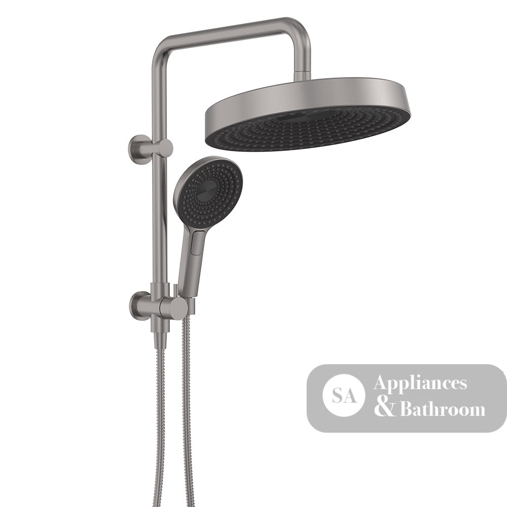 Fienza 434139GM Kuro Twin Half-Rail Shower Round Head Gun Metal