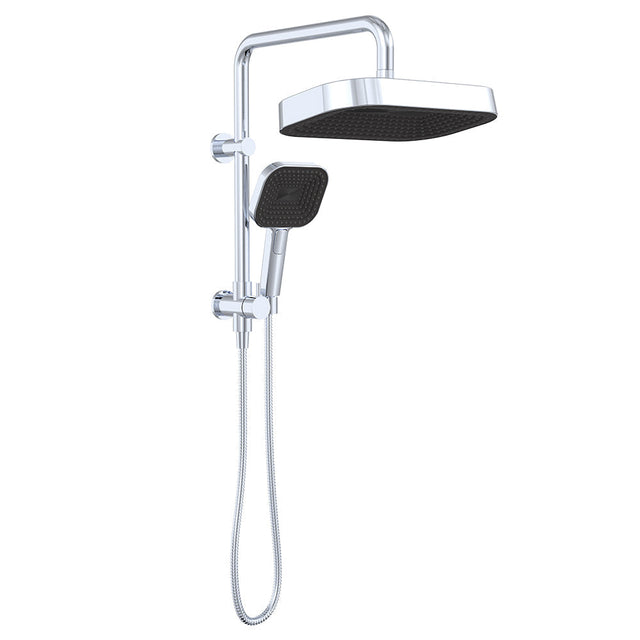 Fienza 434140 Kuro Twin Half-Rail Shower Soft Square Head Chrome