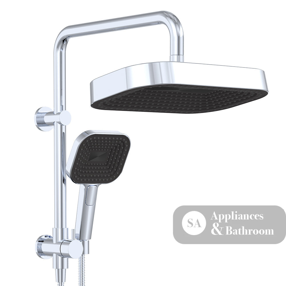 Fienza 434140 Kuro Twin Half-Rail Shower Soft Square Head Chrome