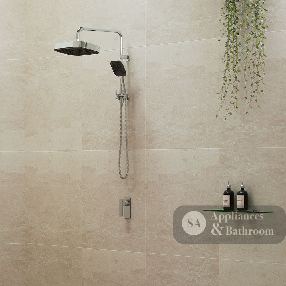 Fienza 434140 Kuro Twin Half-Rail Shower Soft Square Head Chrome