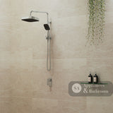 Fienza 434140 Kuro Twin Half-Rail Shower Soft Square Head Chrome