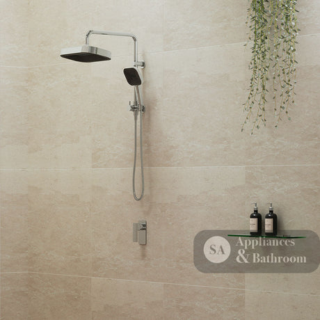 Fienza 434140 Kuro Twin Half-Rail Shower Soft Square Head Chrome