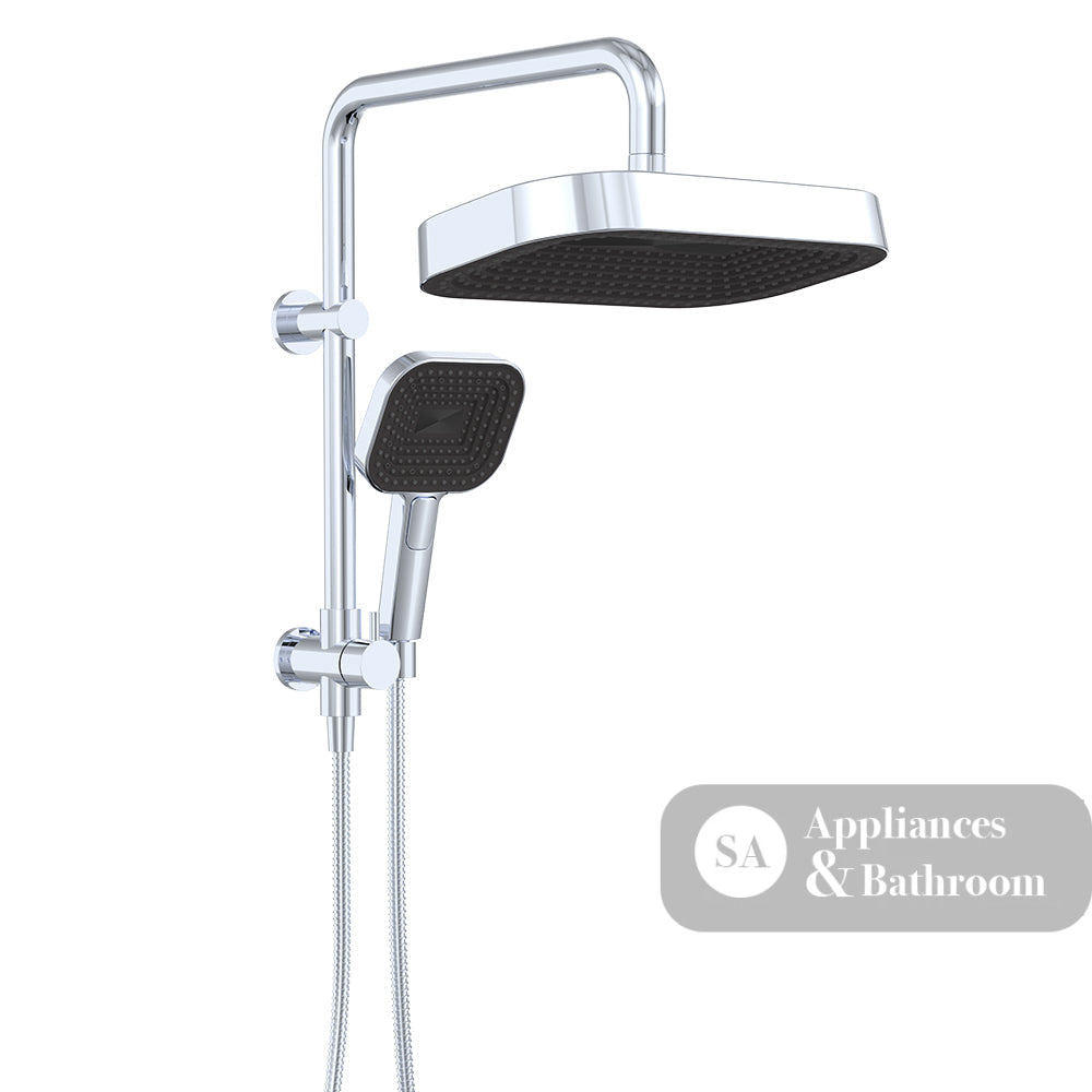 Fienza 434140 Kuro Twin Half-Rail Shower Soft Square Head Chrome