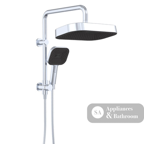 Fienza 434140 Kuro Twin Half-Rail Shower Soft Square Head Chrome