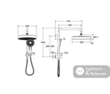 Fienza 434140 Kuro Twin Half-Rail Shower Soft Square Head Chrome