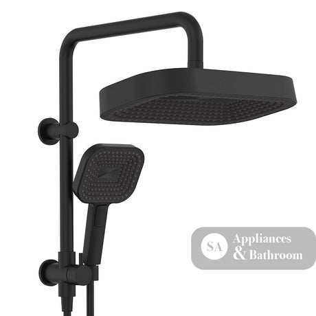 Fienza 434140B Kuro Twin Half-Rail Shower Soft Square Head Matte Black