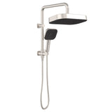 Fienza 434140BN Kuro Twin Half-Rail Shower Soft Square Head Brushed Nickel