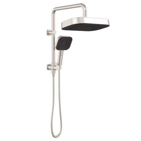 Fienza 434140BN Kuro Twin Half-Rail Shower Soft Square Head Brushed Nickel