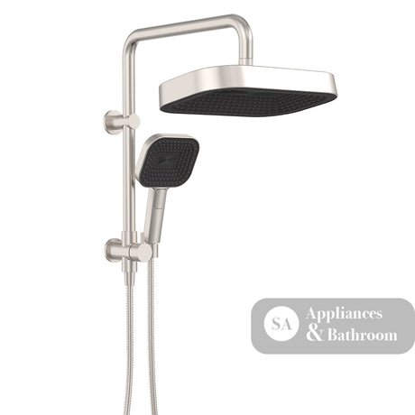 Fienza 434140BN Kuro Twin Half-Rail Shower Soft Square Head Brushed Nickel