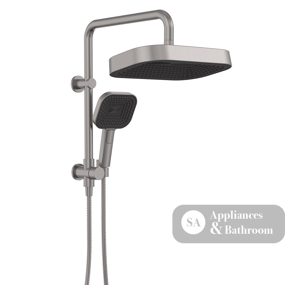 Fienza 434140GM Kuro Twin Half-Rail Shower Soft Square Head Gun Metal