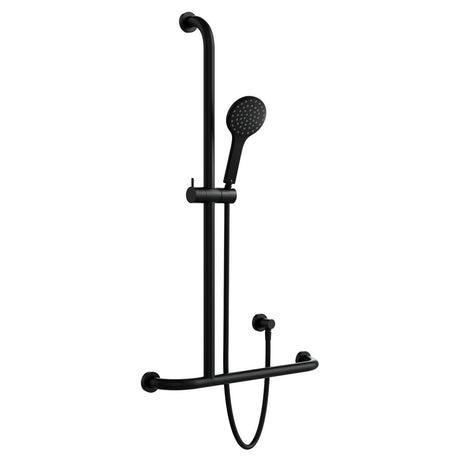 Fienza 444113BLH Hustle Care Right Hand Inverted T Rail Shower Matte Black - Rail Shower
