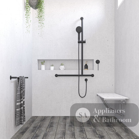 Fienza 444113BRH Hustle Care Right Hand Inverted T Rail Shower Matte Black - Rail Shower