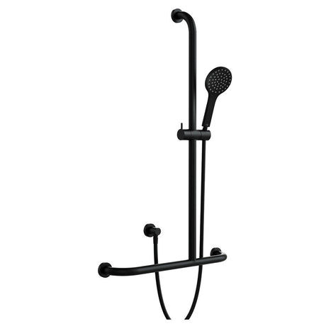 Fienza 444113BRH Hustle Care Right Hand Inverted T Rail Shower Matte Black - Rail Shower