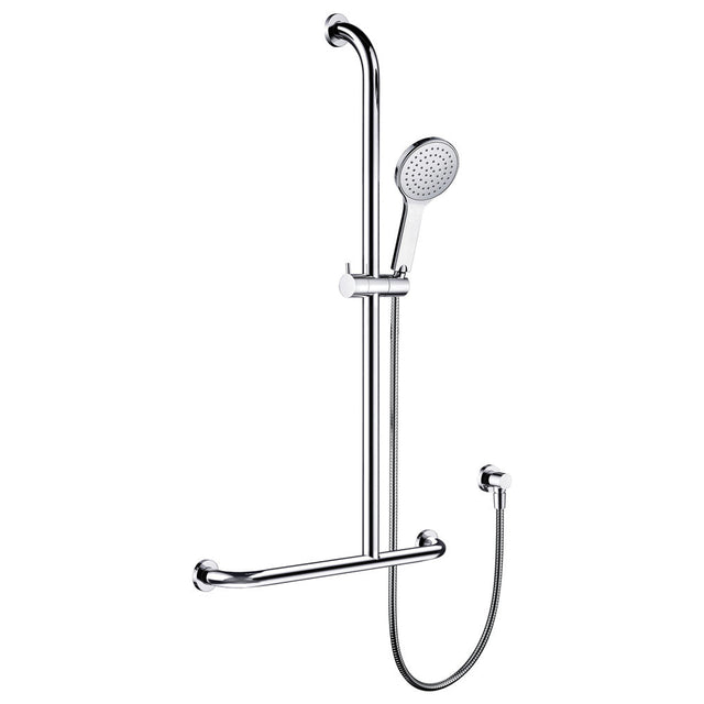 Fienza 444113RH Luciana Care Chrome Right Hand Inverted T Rail Shower - Rail Shower