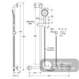 Fienza 444113RH Luciana Care Chrome Right Hand Inverted T Rail Shower - Rail Shower