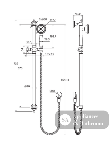 Fienza Lillian Rail Shower Urban Brass 444114Ub Showers
