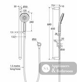 Fienza 444118 Empire Slim Rail Shower Chrome - Rail Showers
