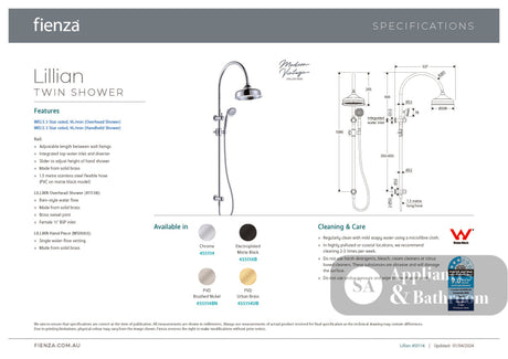 Fienza 455114 Lillian Twin Shower Chrome - Twin Showers