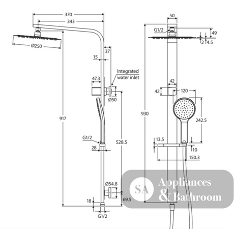 Fienza 455119GM Kaya Deluxe Twin Shower Gun Metal - Twin Showers