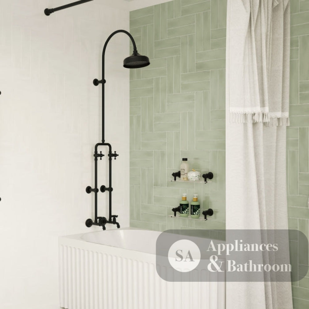 Fienza 455122BK Lillian Exposed Rail Shower & Bath Set Matte Black - Showers