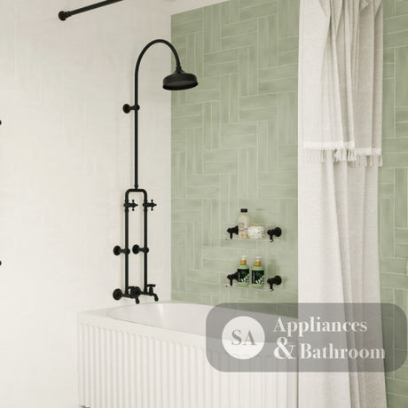 Fienza 455122BK Lillian Exposed Rail Shower & Bath Set Matte Black - Showers