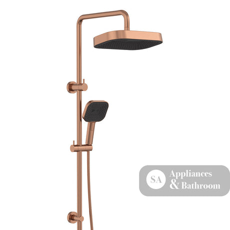 Fienza 455137CO Kuro Twin Shower Soft Square Head Brushed Copper