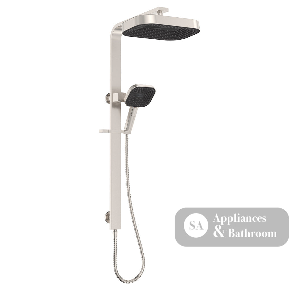 Fienza 455139BN Kuro Deluxe Twin Shower Soft Square Head Brushed Nickel