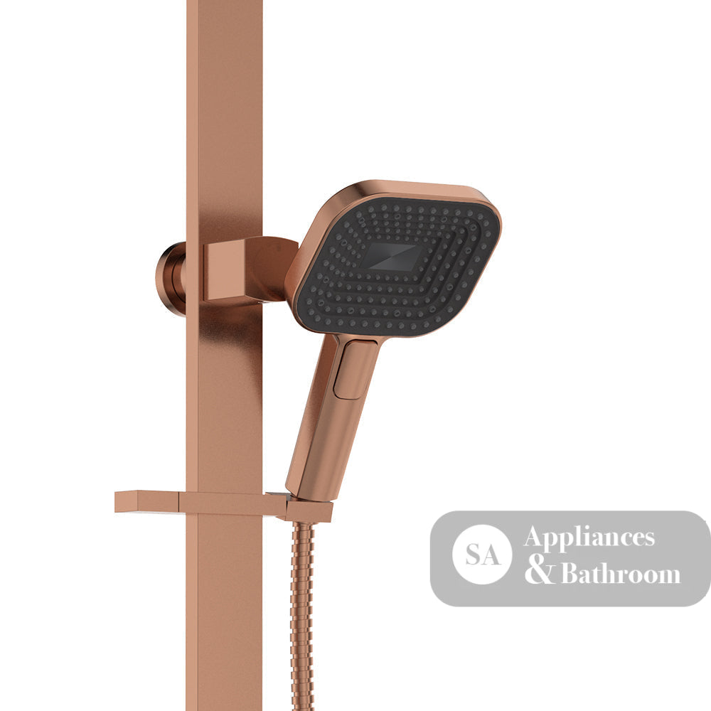 Fienza 455139CO Kuro Deluxe Twin Shower Soft Square Head Brushed Copper