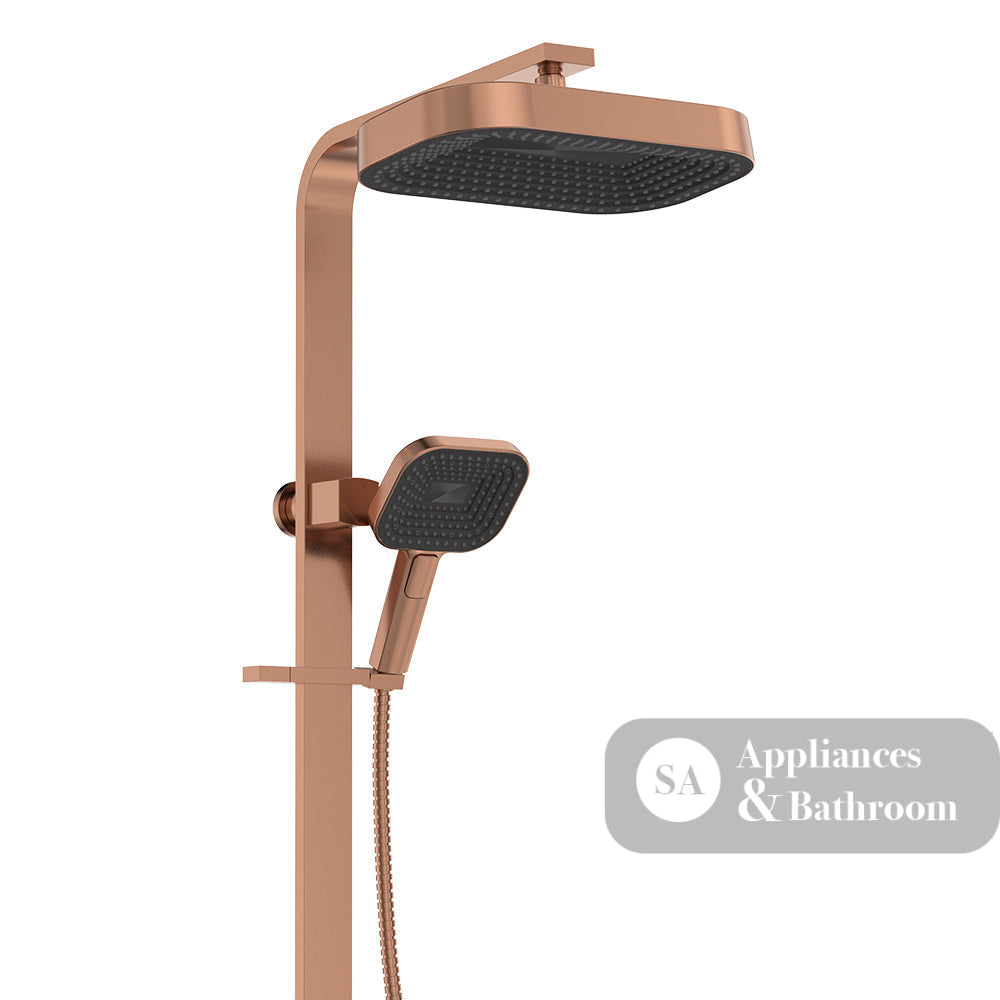 Fienza 455139CO Kuro Deluxe Twin Shower Soft Square Head Brushed Copper