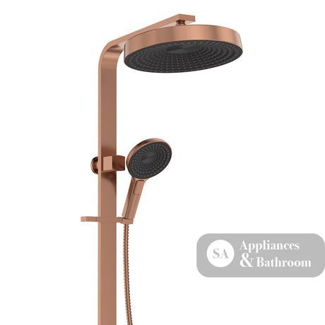 Fienza 455140CO Kuro Deluxe Twin Shower Round Head Brushed Copper