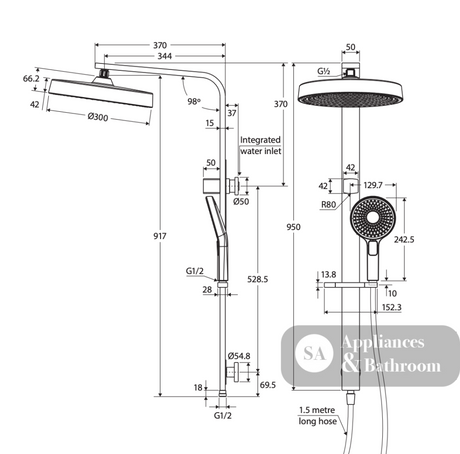Fienza 455140GM Kuro Deluxe Twin Shower Round Head Gun Metal