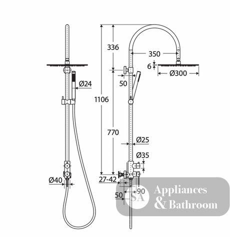 Fienza 455189 Kaya Wall Mounted Outdoor Twin Shower Brushed Stainless Steel - Twin Showers