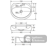 Fienza 5501500A RAK Cloud Wall Basin Matte White - Basins