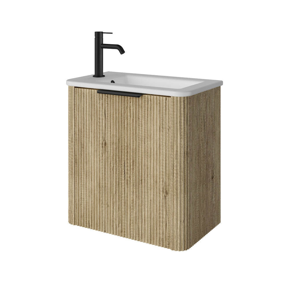 Fienza 55USL Minka Mini 550 Wall-Hung Vanity Left Hand Tap Scandi Oak - Vanity Units Wall Hung