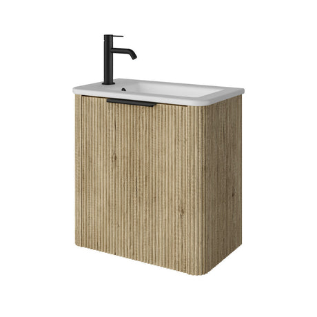 Fienza 55USL Minka Mini 550 Wall-Hung Vanity Left Hand Tap Scandi Oak - Vanity Units Wall Hung