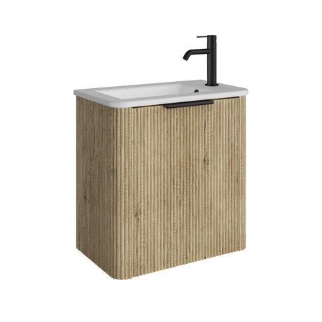 Fienza 55USR Minka Mini 550 Wall-Hung Vanity Right Hand Tap Scandi Oak - Vanity Units Wall Hung