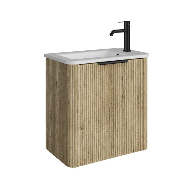 Fienza 55USR Minka Mini 550 Wall-Hung Vanity Right Hand Tap Scandi Oak - Vanity Units Wall Hung