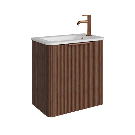 Fienza 55UWAR Minka Mini 550 Wall-Hung Vanity Right Hand Tap Walnut - Vanity Units Wall Hung