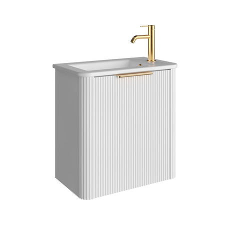 Fienza 55UWR Minka Mini 550 Wall-Hung Vanity Right Hand Tap Satin White - Vanity Units Wall Hung