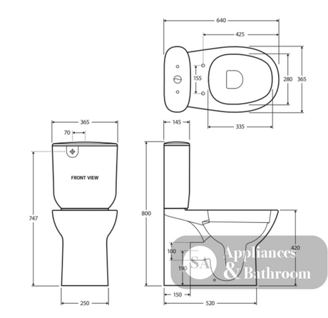 Fienza 576139W Morning Back To Wall Toilet Suite P Trap Bottom Inlet Alpine White - Toilet Suites